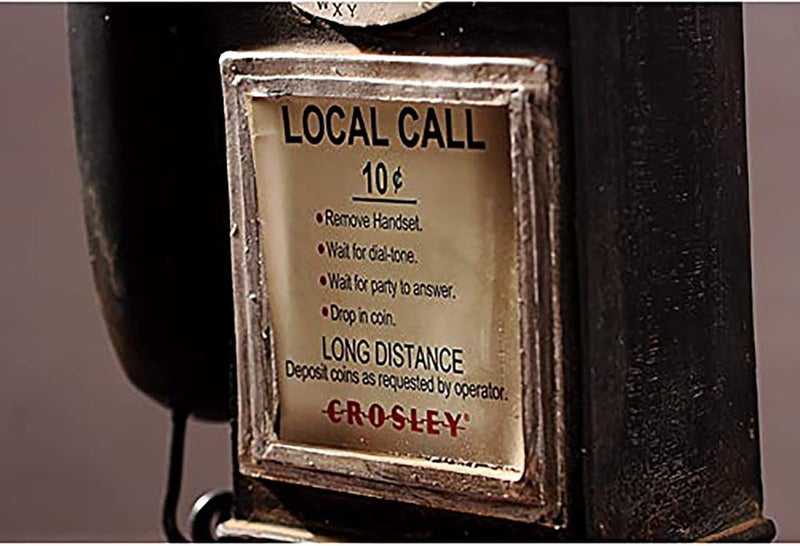 Linmeng Retro Telephones Ornament,Wall Mounted Vintage Rotate Classic Look Dial Pay Phone Model Decoration,Antique Rotary Dial Coin Payphone Ornament Wall Decor-12.5 * 7 * 30CM (Red) - Image 4